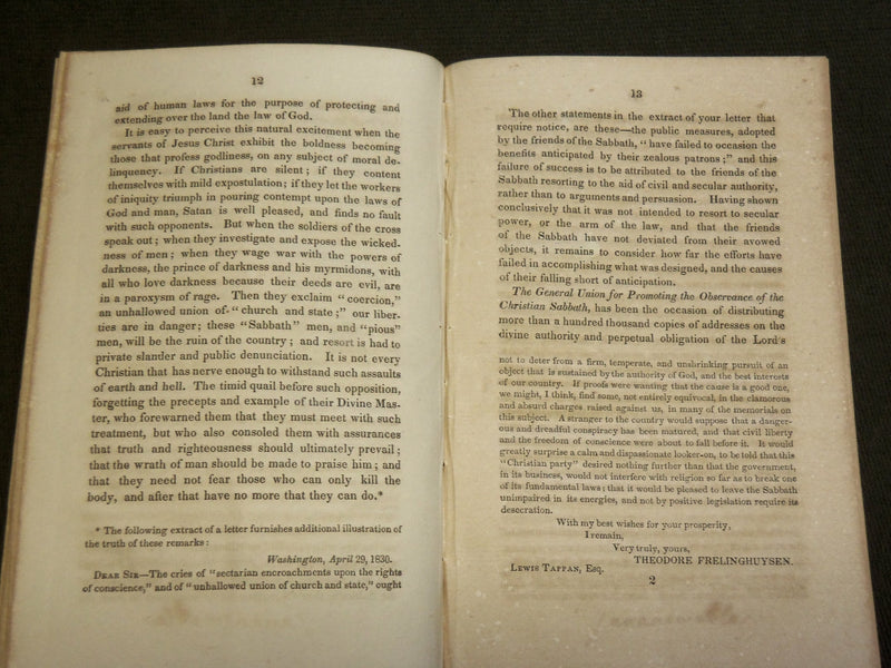 1831 LETTER TO ELEAZER LORD, ESQ - THE CHRISTIAN SABBATH BOOK - J 6212