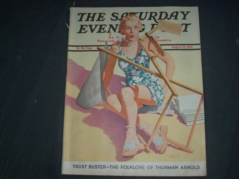 1939 AUGUST 12 THE SATURDAY EVENING POST MAGAZINE - ILLUSTRATED COVER - SP 2474M