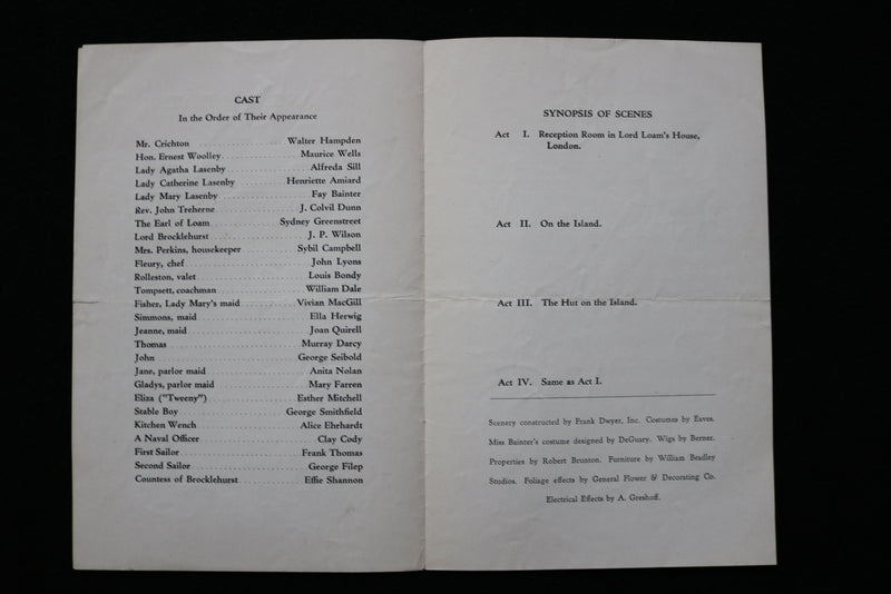 1931 ERLANGER THEATER PROGRAM - WALTER HAMPDEN & FAY BAINTER - K 1899