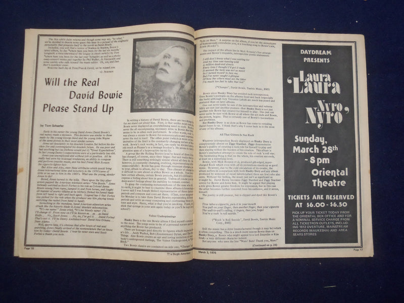 1976 MARCH 3 BUGLE AMERICAN MAGAZINE - DAVID BOWIE - J 9435