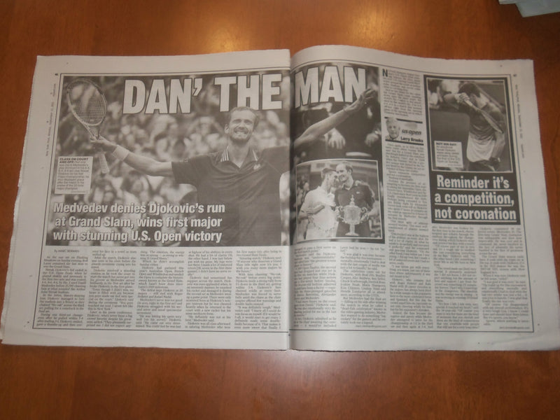 2021 SEPTEMBER 13 NEW YORK POST NEWSPAPER - DANIIL MEDVEDEV WINS U.S. OPEN