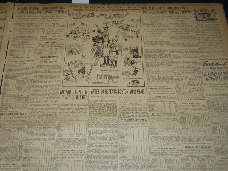 1906 MAY 26 THE BOSTON HERALD - CORNELL BEATS HARVARD CREW BY 3 LENGTHS - BH 292