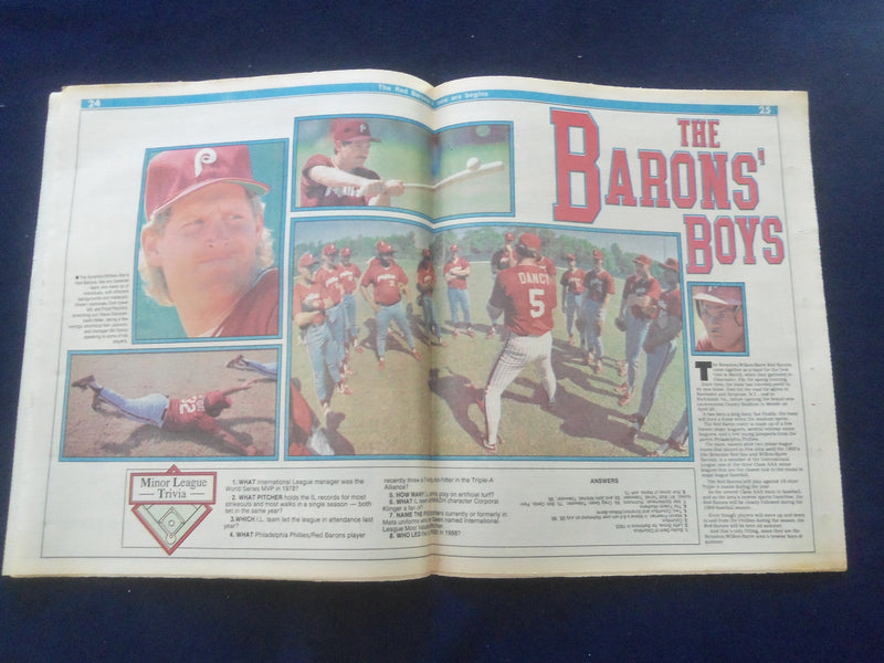 1989 APR 26 THE TIMES LEADER NEWSPAPER - WILKES-BARRE, PA - RED BARONS - NP 6180