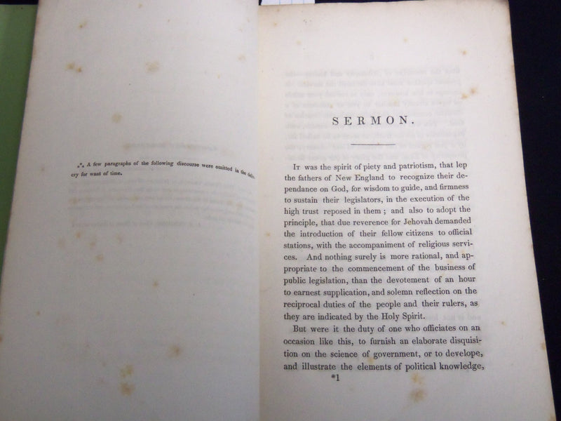 1838 ANNIVERSARY ELECTION SERMON BY RICHARD S. STORRS - BOSTON - J 8873