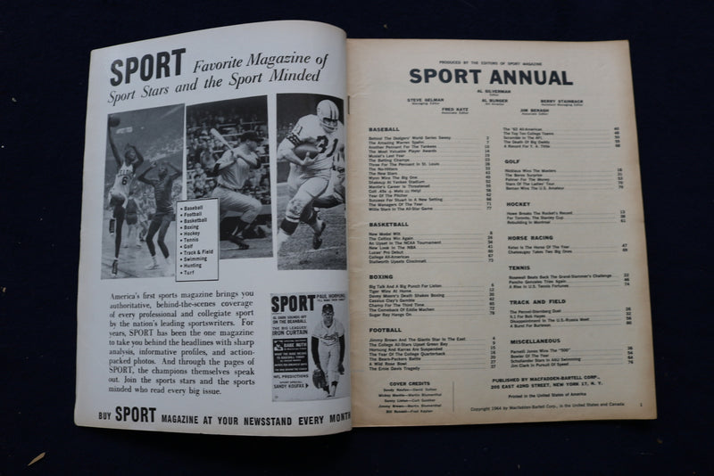 1964 SPORT ANNUAL MAGAZINE - KOUFAX-MANTLE-RUSSELL COVER - E 11871