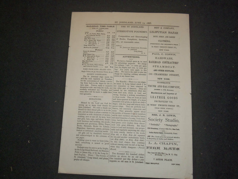 1885 JUNE 13 THE SAINT JOHNLAND NEWSPAPER - J 6382