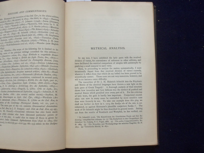 1893 SOPHOCLES THE PLAYS AND FRAGMENTS HARDCOVER BOOK BY R. C. JEBB - KD 9106