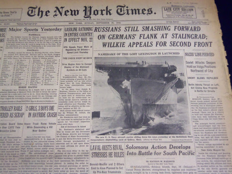 1942 SEPT 27 NEW YORK TIMES - RUSSIANS SMASHING GERMANS AT STALINGRAD - NT 1205
