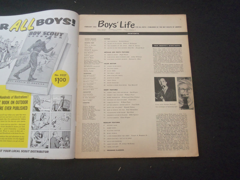 1963 FEBRUARY BOYS' LIFE MAGAZNIE - NORMAN ROCKWELL COVER - ST 3770C