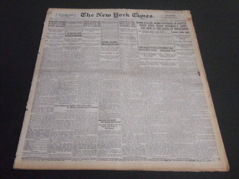 1920 NOVEMBER 15 NEW YORK TIMES - 30,000 KILLED AS REDS CRUSH ARMY - NT 6782