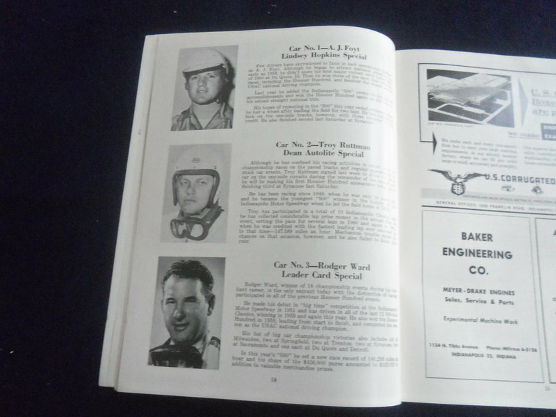 1962 SEP 15 HOOSIER HUNDRED RACING PROGRAM- INDIANA STATE FAIRGROUNDS - SP 3804N