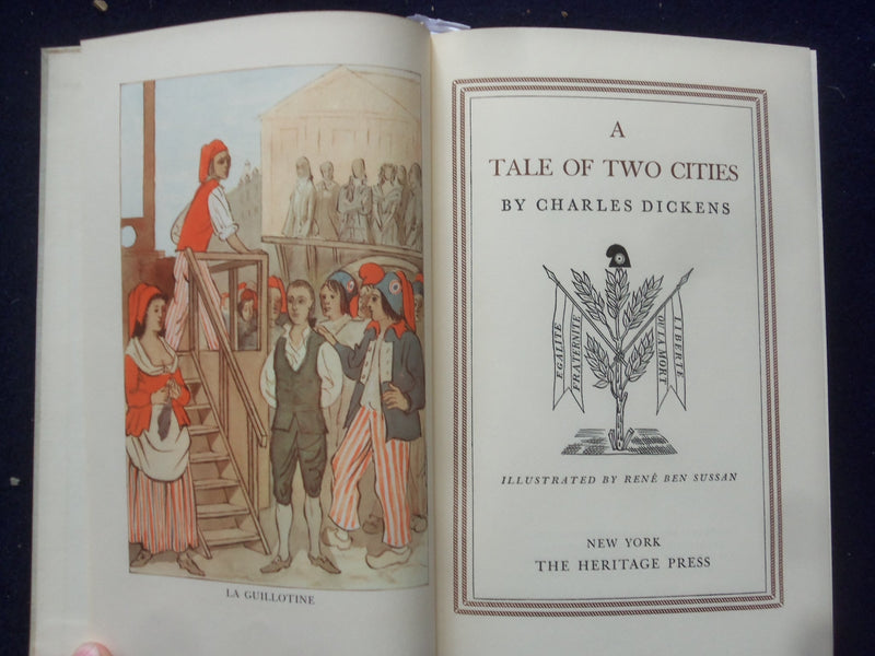 1938 A TALE OF TWO CITIES HARDCOVER BOOK BY CHARLES DICKENS - HERITAGE - KD 8639
