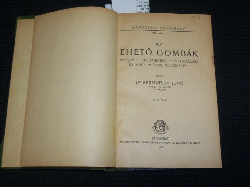 1921 AZ EHETO GOMBAK HARDCOVER BOOK BY DR. BERNATSKY JENO - J 7027