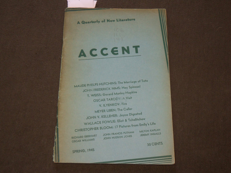 1945 SPRING ACCENT QUARTERLY - BLACK BOY BY RICHARD WRIGHT - J 6167