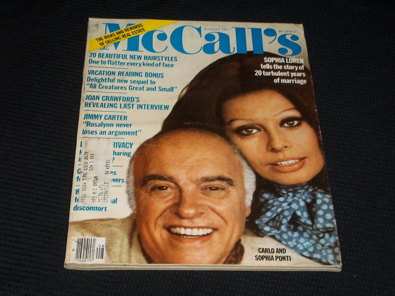 1977 AUGUST MCCALL'S MAGAZINE - CARLO & SOPHIA PONTI FRONT COVER - E 726