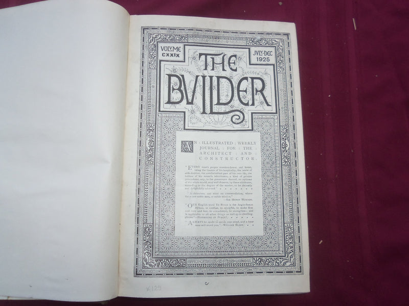 1925 JAN-DEC THE BUILDER U. K. MAGAZINE BOUND VOLUMES - 2 VOLS - FOLD OUTS- C 31