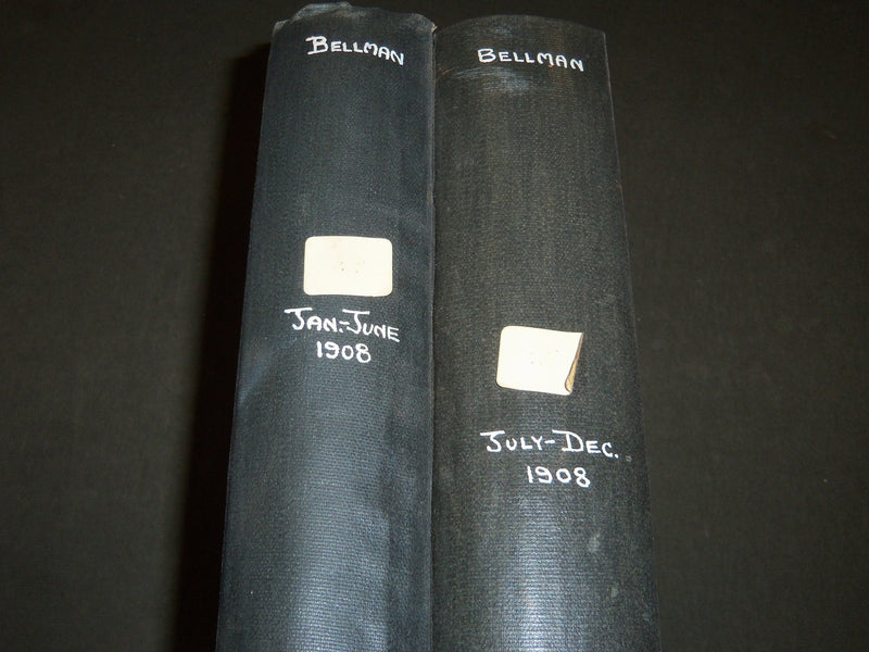 1908 THE BELLMAN MAGAZINE BOUND VOLUME LOT OF 2 COMPLETE YEAR - PHOTOS - R 416