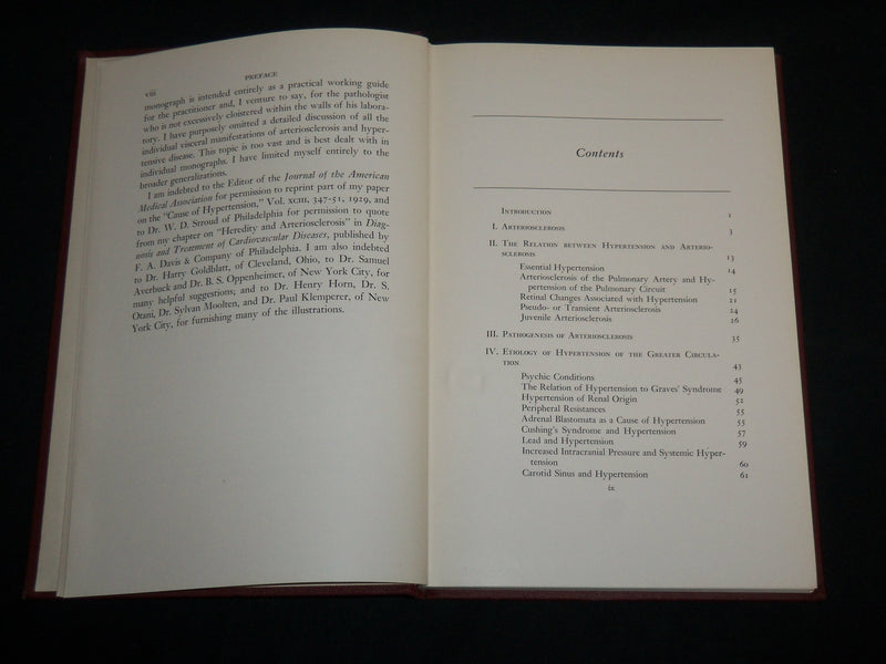 1942 VASCULAR SCLEROSIS HARDCOVER BOOK BY ELI MOSCHCOWITZ - KD 7193