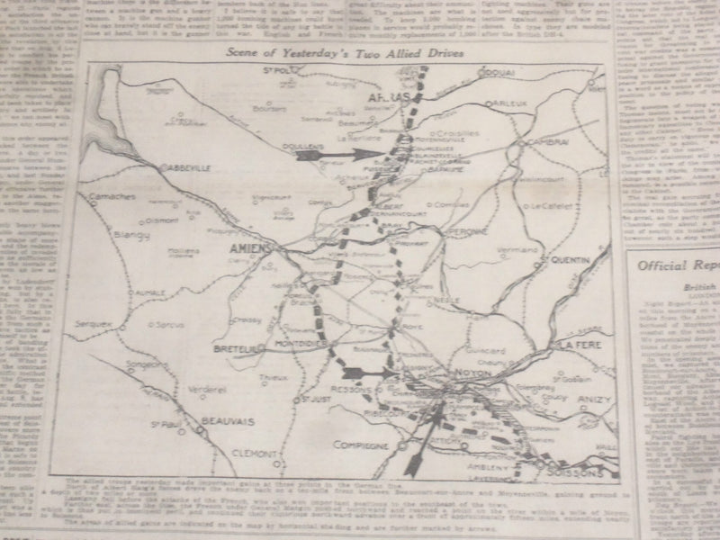 1918 AUGUST 22 NEW YORK TIMES - HAIG SMASHES GERMAN LINE ABOVE ALBERT - NT 9204