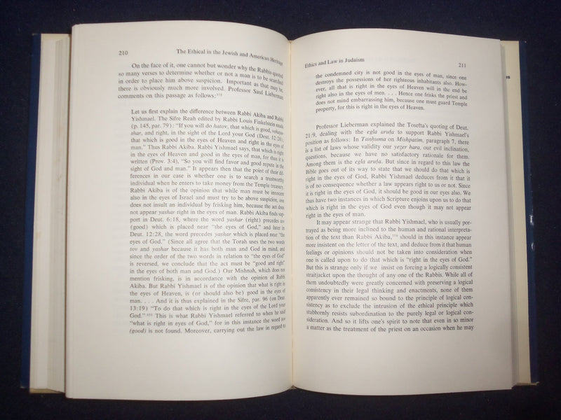1977 THE ETHICAL IN THE JEWISH AND AMERICAN HERITAGE HARDCOVER BOOK - KD 8934