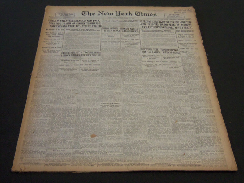 1920 APRIL 9 NEW YORK TIMES - INSPECTOR HENRY AND 6 OTHERS INDICTED - NT 5873