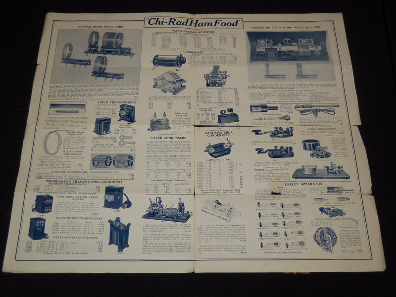 1920'S CHI-RAD HAM FOOD CATALOG - CHICAGO RADIO APPARATUS - J 7581