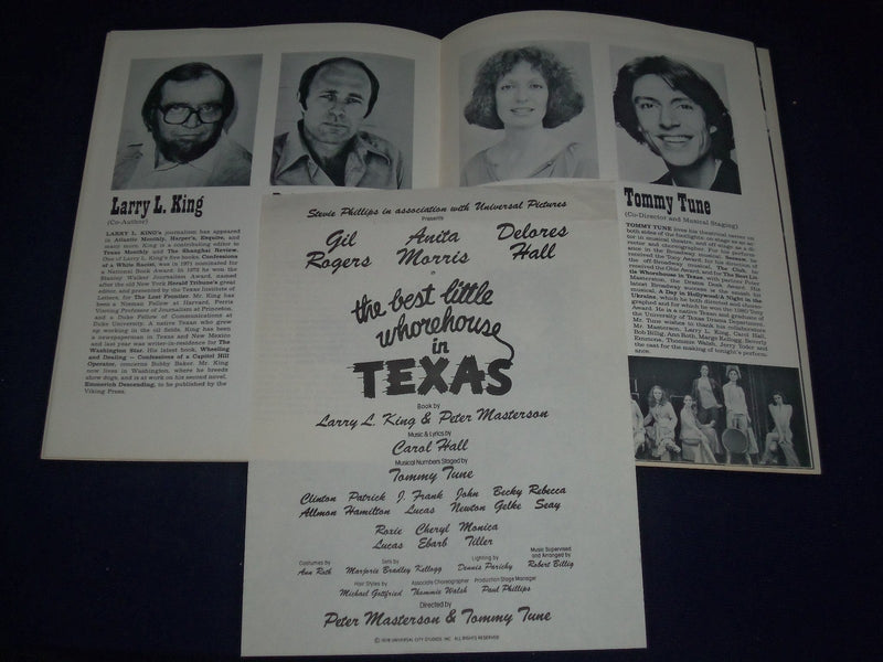 1978 BEST LITTLE WHOREHOUSE IN TEXAS MUSICAL PROGRAM STARRING GIL ROGERS - J 417