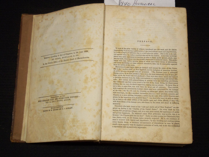 1840 HISTORICAL COLLECTIONS EVERY TOWN IN MASSACHUSETTS VOLUME - KD 4065C