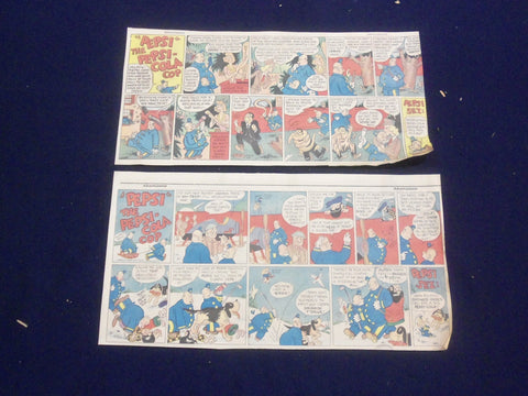 1945 'PEPSI' PEPSI-COLA COP COLOR COMIC STRIPS - LOT OF 2 - NP 5222