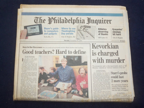 1998 NOV 26 PHILADELPHIA INQUIRER - KEVORKIAN IS CHARGED WITH MURDER - NP 7177