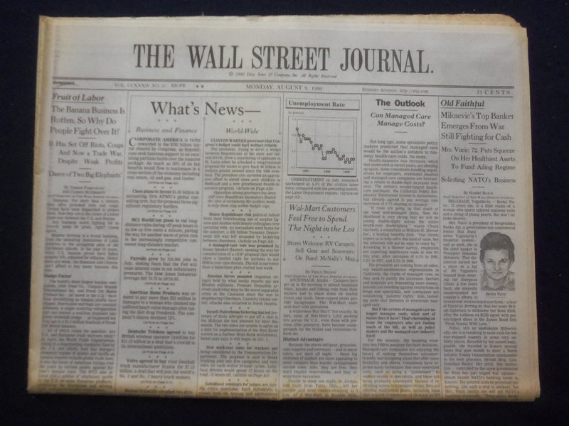 1999 AUGUST 9 THE WALL STREET JOURNAL - BORKA VUCIC FIGHTING FOR CASH - WJ 340