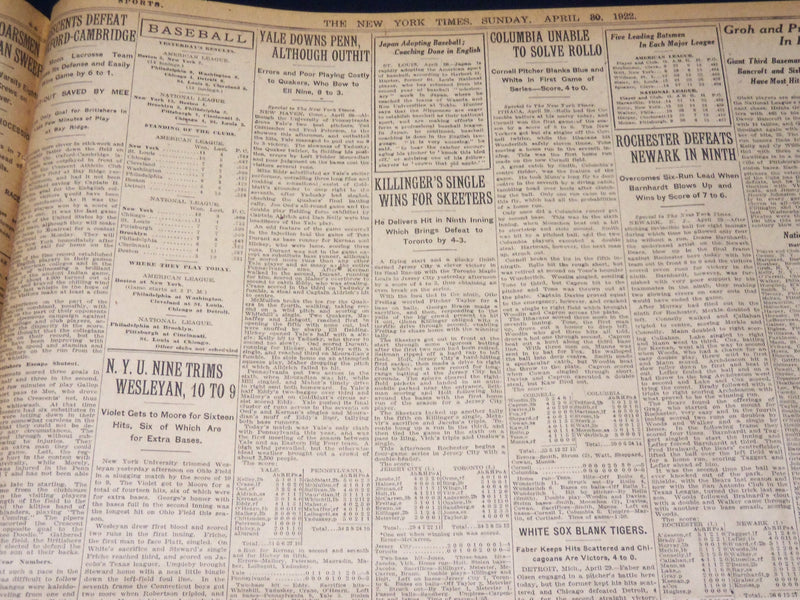 1922 APRIL 30 NEW YORK TIMES NEWSPAPER - RICHARD CROKER DIES AT 80 - NT 8585