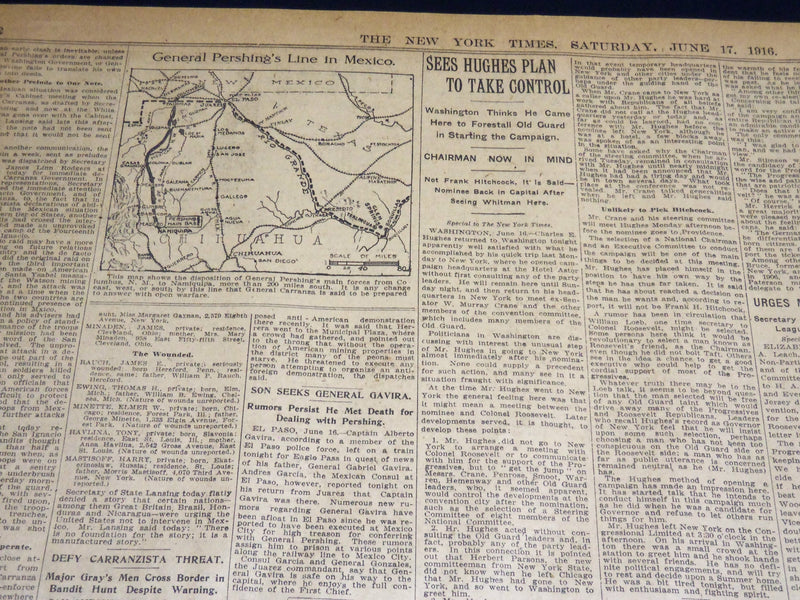 1916 JUNE 17 NEW YORK TIMES - CARRANZA THREATENS OPEN WARFARE - NT 8616
