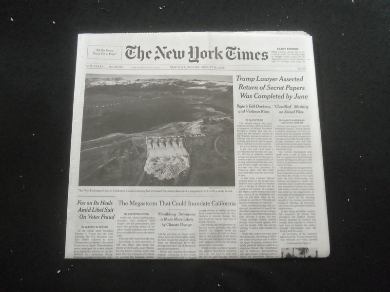2022 AUGUST 14 NEW YORK TIMES - TRUMP LAWYER ASSERTED RETURN OF SECRET PAPERS