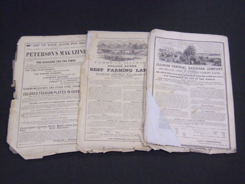 1865 PETERSON'S LADIES NATIONAL MAGAZINE LOT OF 3 - GREAT PATTERNS - WR 591H