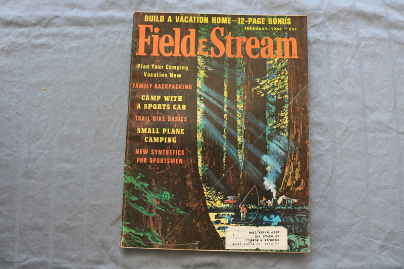 1966 FEBRUARY FIELD & STREAM MAGAZINE - BUILD A VACATION HOME COVER - SP 5397B