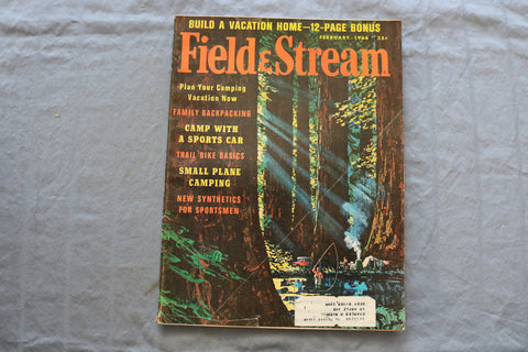 1966 FEBRUARY FIELD & STREAM MAGAZINE - BUILD A VACATION HOME COVER - SP 5397B