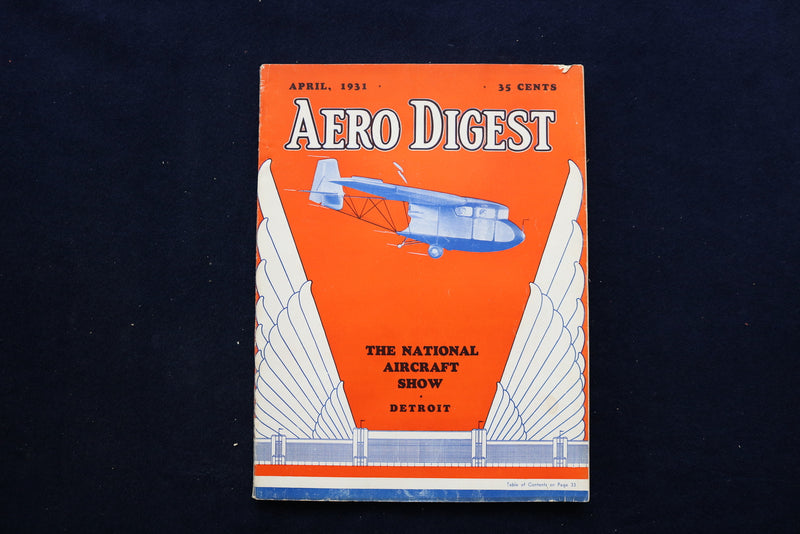 1931 APRIL AERO DIGEST MAGAZINE - STOUT SKY CAR COVER - E 11265