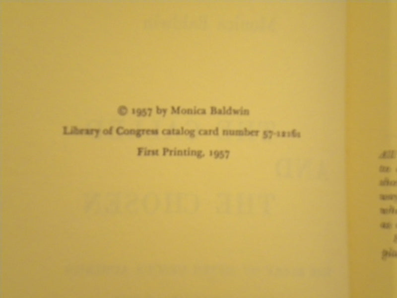 1957 THE CALLED AND THE CHOSEN HARDCOVER BOOK BY MONICA BALDWIN - KD 8141