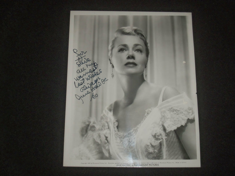 1980 JUNE HAVOC AUTOGRAPHED 8X10 PHOTOGRAPH - J 6247