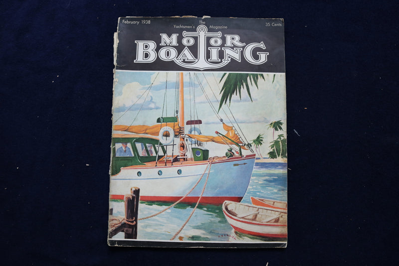 1938 FEBRUARY MOTOR BOATING MAGAZINE - ILLUSTRATED BOATS COVER - E 11677