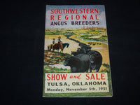 1951 SOUTHWESTERN REGIONAL ANGUS BREEDERS SHOW & SALE CATALOG - J 9086