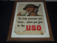 OLD USO POSTER BY HOWARD SCOTT - FRAMED - 19