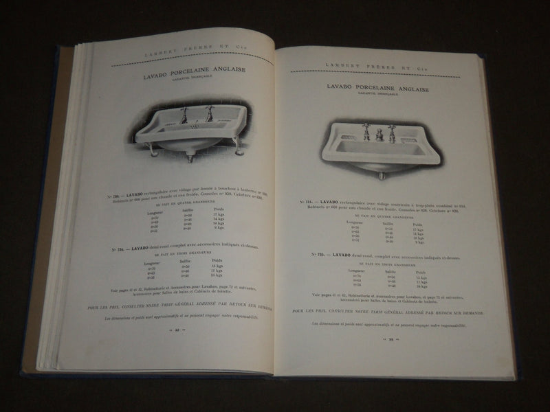 1926 LAMBERT FRERES & CIE APPAREILS SANITAIRES FRENCH CATALOGUE - FR 353