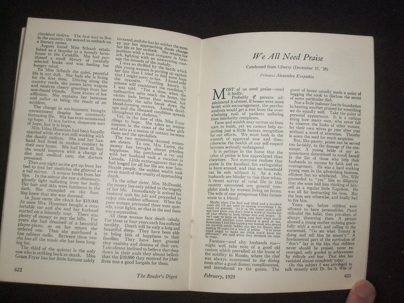 1929 FEBRUARY THE READER'S DIGEST SOFTCOVER BOOK- NUMBER 82- GREY COVERS- J 9924