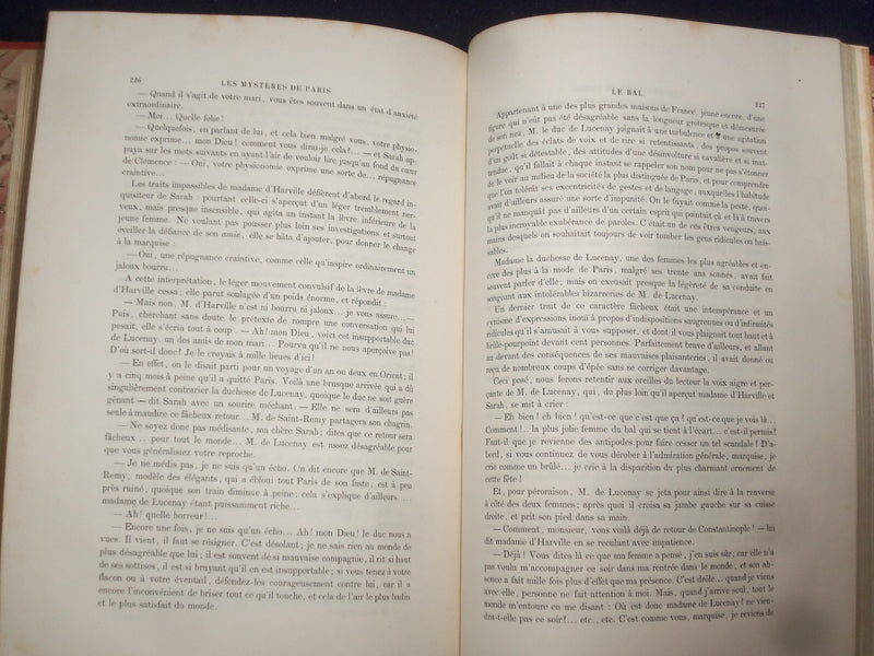1843 LES MYSTERES DE PARIS VOLUME 1 HARDCOVER BOOK BY E. SUE - FRENCH - KD 8753