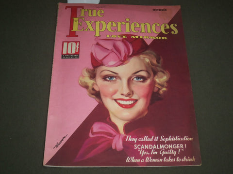 1936 OCTOBER TRUE EXPERIENCES MAGAZINE - GEORGIA WARREN COVER - SP 7197