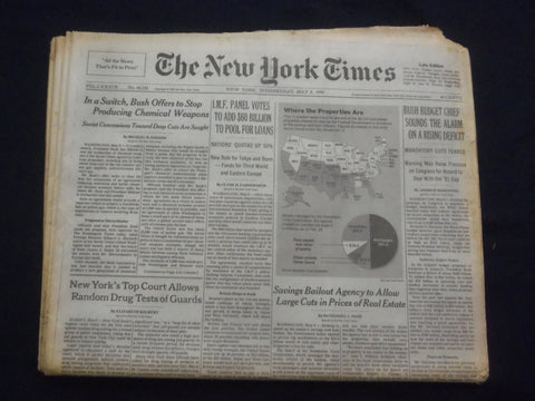 1990 MAY 9 NEW YORK TIMES NEWSPAPER - BUSH TO STOP CHEMICAL WEAPONS - NP 7067