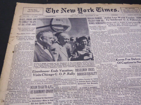 1953 SEPT 20 NEW YORK TIMES - NIXON TO AFL AS HARMONY ENVOY - NT 4708