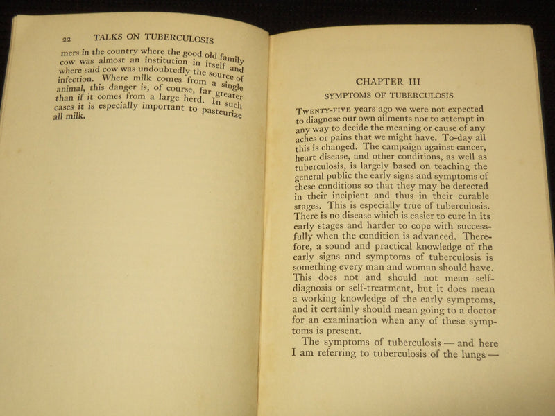 1931 TALKS ON TUBERCULOSIS BOOK BY JOHN B. HAWES - INSCRIBED - KD 7695